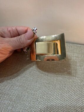 Sleek Gold Rectangular Metal Buckle Accent